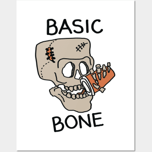 Basic Bone Simple Pleasure, Skull Skeleton Drinking Coffee, Caffeine Addicts Posters and Art